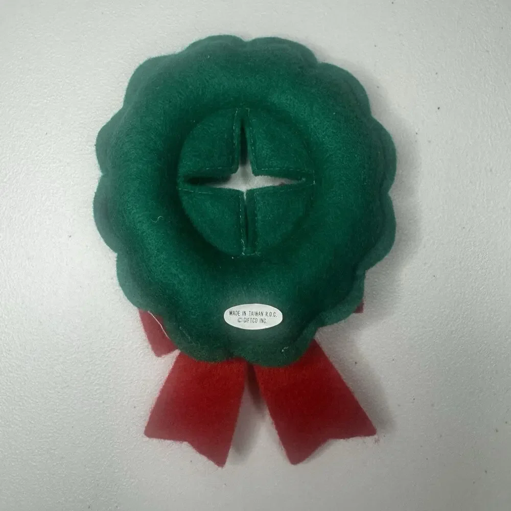 Vintage 2 Christmas Door‎ Knob Cover Plush Welcome Wreath Embroidered Bells
